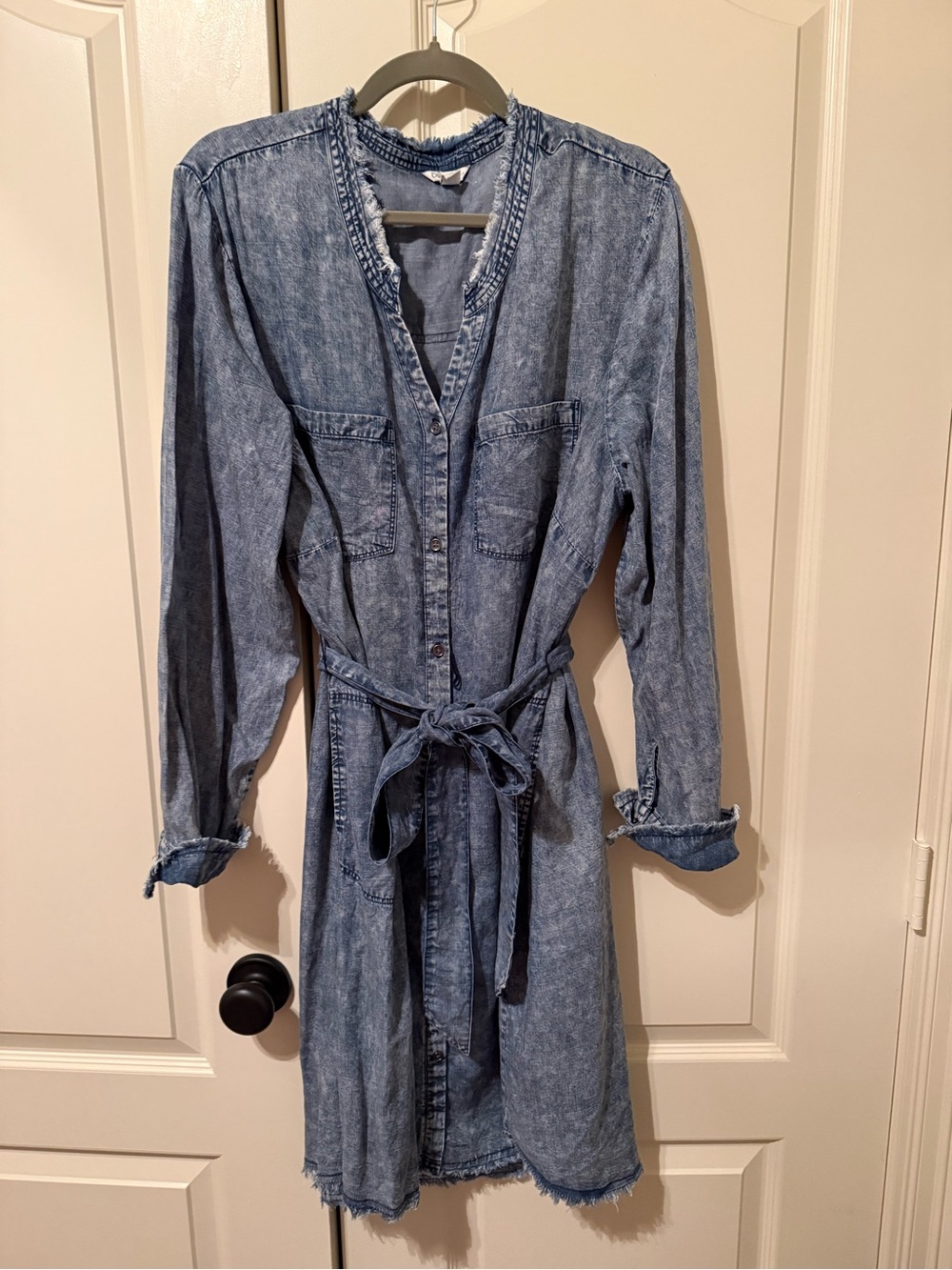 Cato Blue Washed Denim Long-Sleeve Shirt Dress Size 22/24